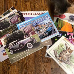 Lot of 21 NEW Vintage Calendars-Vtg Classic Cars, American, Flowers 1995-2017